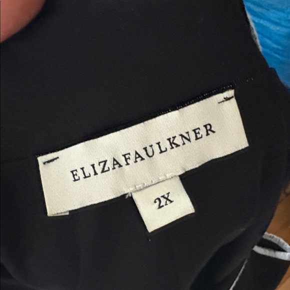 Eliza Faulkner Sz 2X Nicki Black Stretchy Short Bow Neck Dress - Picture 4 of 11